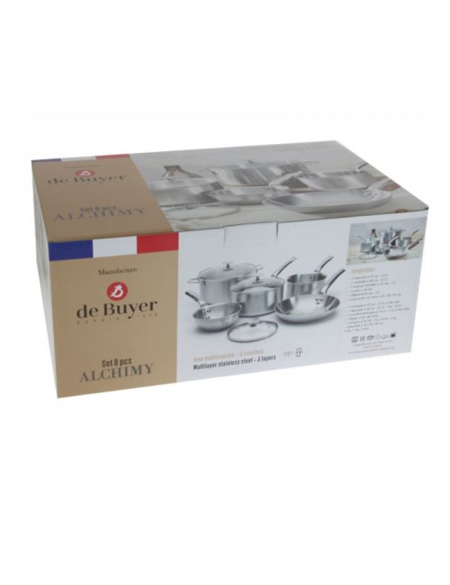 Set batterie 8 pièces Alchimy De Buyer poêle sauteuse casseroles faitout