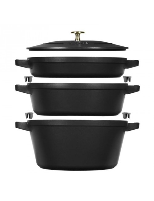 Set empilable Staub 4 pièces cocotte poêle 24cm en fonte