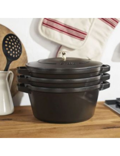 Set empilable Staub 4 pièces cocotte poêle 24cm en fonte