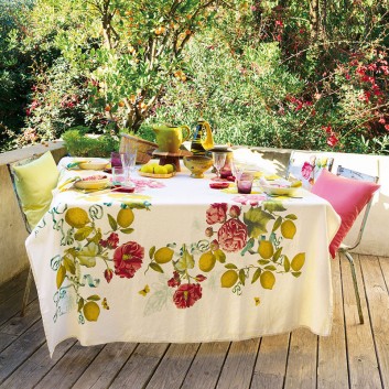 Nappe Garnier Thiebaut Citrons de Menton en lin - 4 dimensions