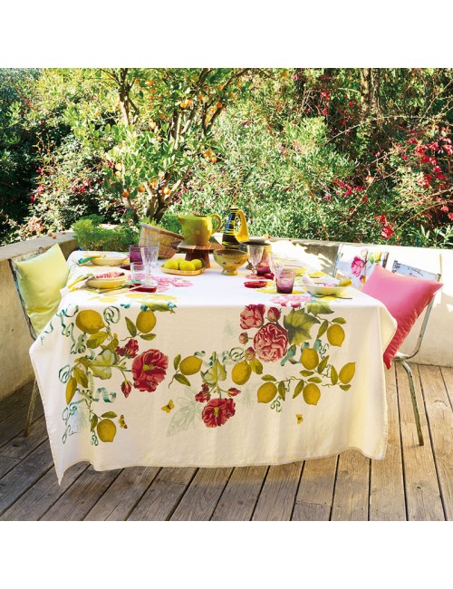 Nappe Garnier Thiebaut Citrons de Menton en lin - 4 dimensions