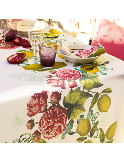 Nappe Garnier Thiebaut Citrons de Menton en lin - 4 dimensions