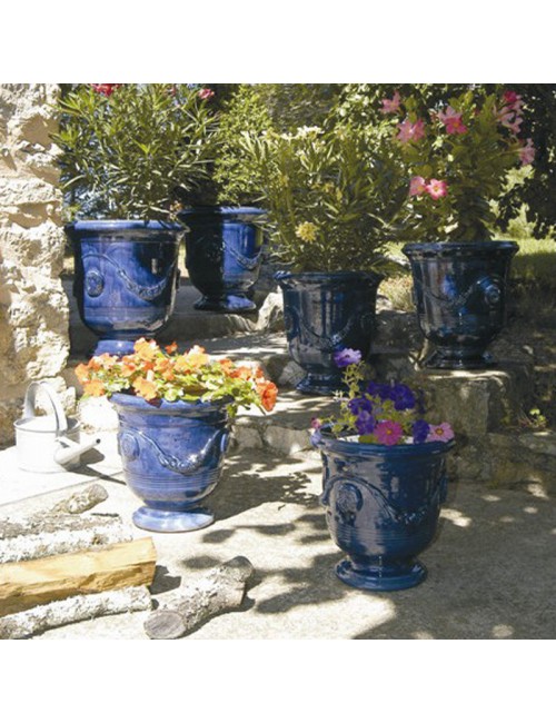 Vase Anduze Terre Figuière émaillé bleu foncé - 4 tailles