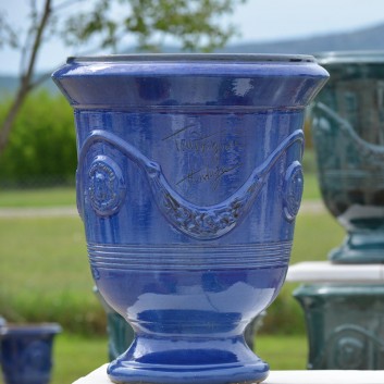 Vase Anduze Terre Figuière émaillé bleu foncé - 4 tailles