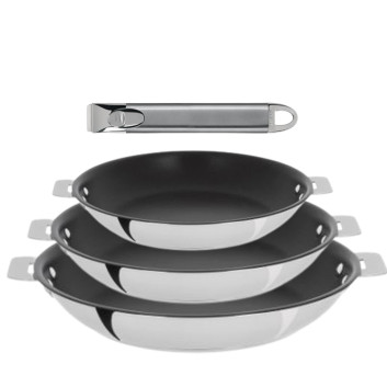 Set batterie 3 poêles Casteline Cristel avec revêtement