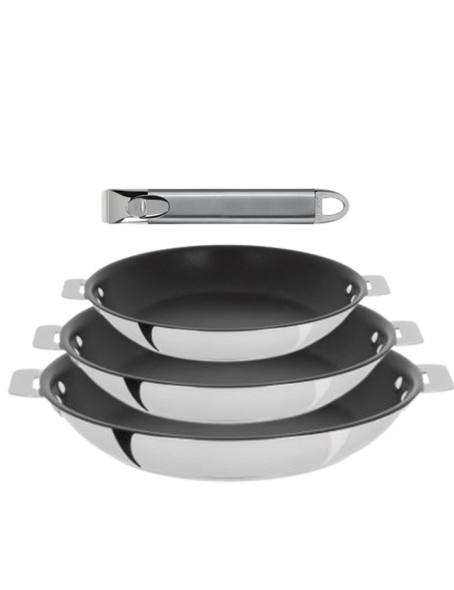 Set batterie 3 poêles Casteline Cristel avec revêtement