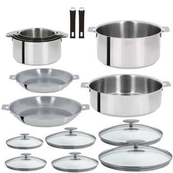 Set batterie Cristel Mutine amovible 16 pièces inox