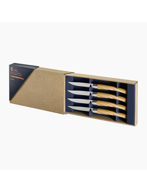 Coffret Table chic 4 couteaux Opinel Olivier