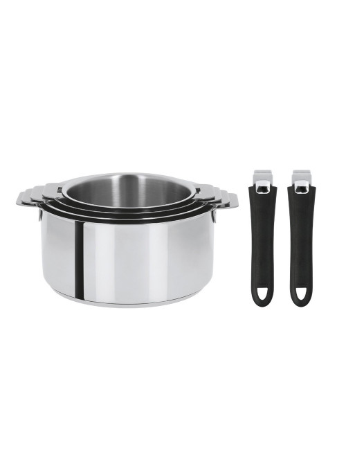 Batterie 4 casseroles + 2 poignées amovibles Cristel Mutine Evolution - 6 coloris