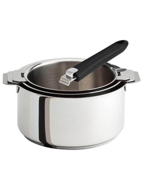 Batterie Cristel Mutine Evolution 3 casseroles + 1 poignée amovible - 6 coloris