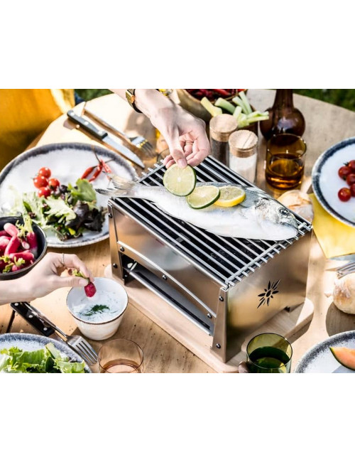 Braséro en inox Bron Coucke Louis Tellier BBQ de table