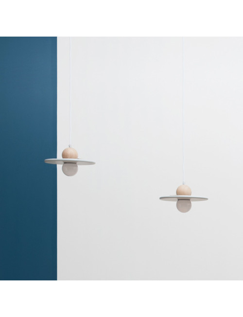 Lampe suspension Drugeot Manufacture Nébuleuse chêne massif - 14 coloris