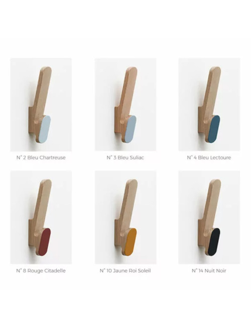 Patère CL DRUGEOT MANUFACTURE en chêne massif - 6 coloris