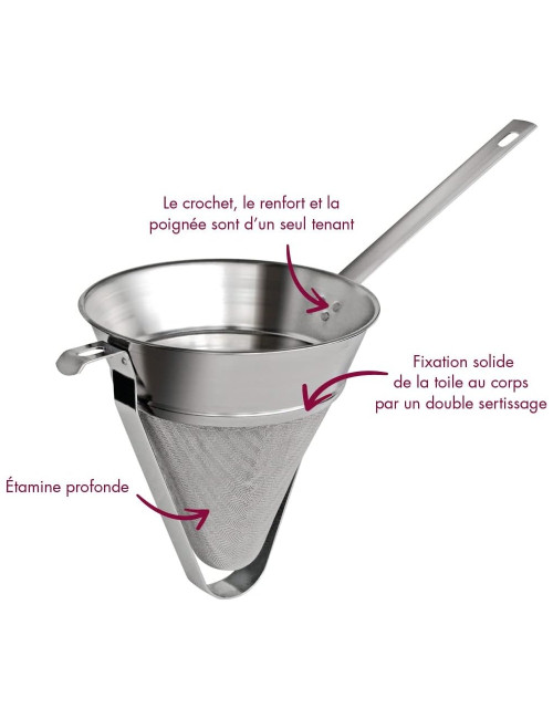 Chinois étamine GOBEL 20cm en fer blanc