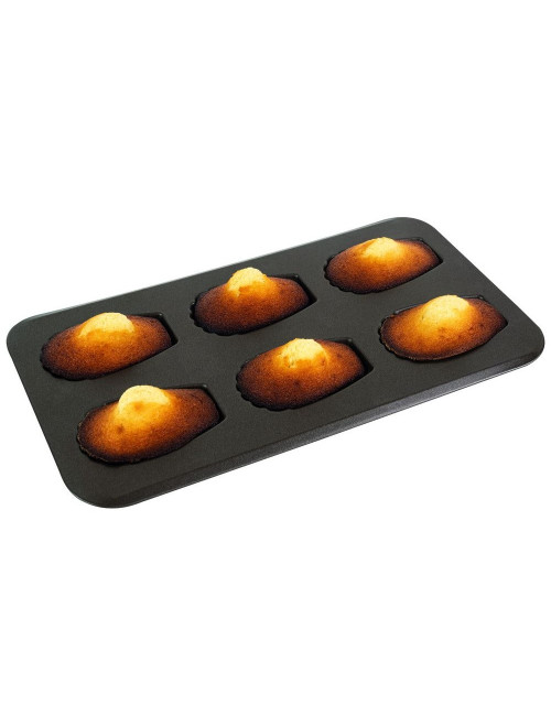 Plaque à 6 madeleines gourmandes Gobel antiadhérent 39,5x20cm