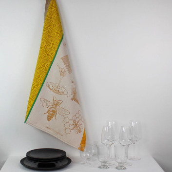Lot de 2 torchons GARNIER THIEBAUT Miel et abeilles ocre