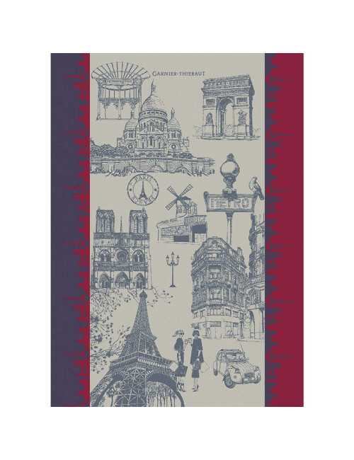 Lot de 2 torchons GARNIER THIEBAUT J'aime Paris tricolore