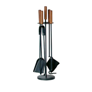 Serviteur de cheminée Reignoux noir bois h.65cm