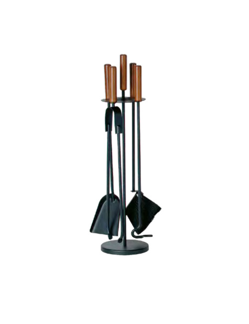 Serviteur de cheminée Reignoux noir bois h.65cm
