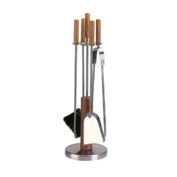 Serviteur de cheminée Reignoux inox bois h.70cm