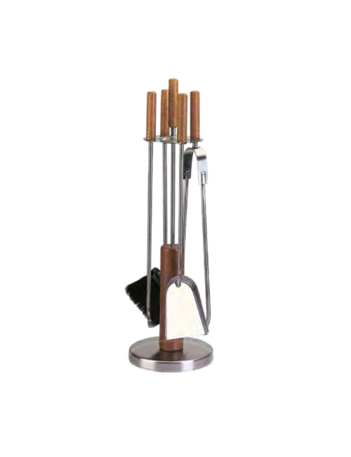 Serviteur de cheminée Reignoux inox bois h.70cm