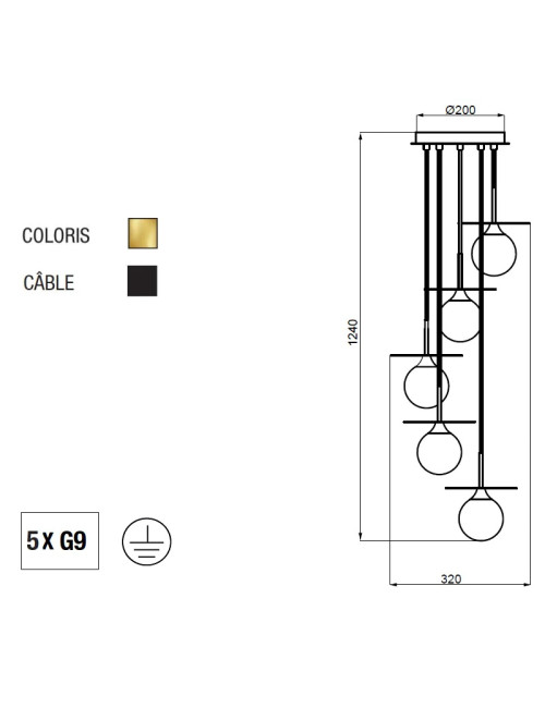 Suspension Aluminor lustre Cascade S