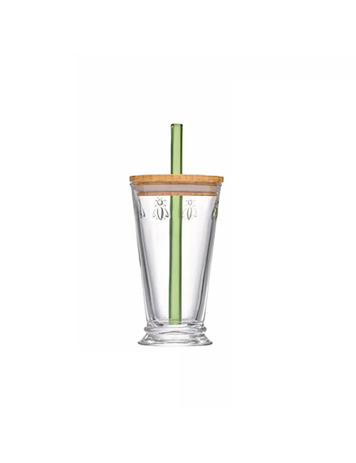 Verre à bubble tea avec paille La Rochère set Abeille