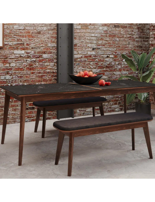 Table à manger Dasras Paul fixe céramique bois chêne ou noyer - 10 finitions 17 tailles