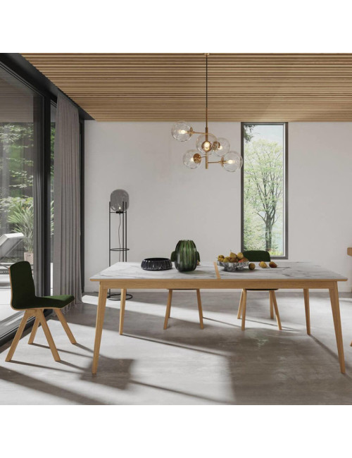 Table à manger Dasras Paul fixe céramique bois chêne ou noyer - 10 finitions 17 tailles