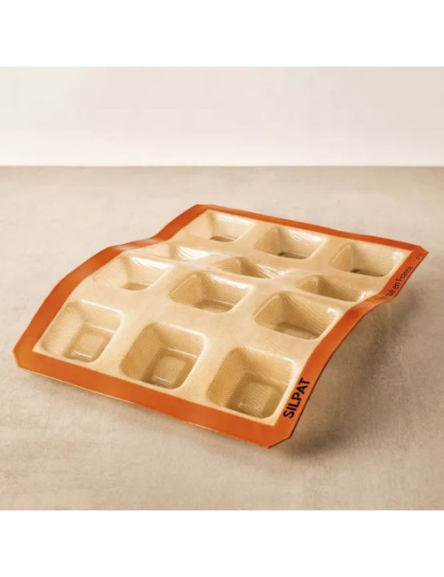 Moule à gâteau 12 savarins carrés SILPAT en silicone 40x30cm