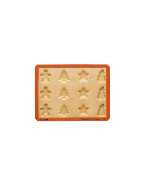 Moule à gâteau 12 biscuits de Noël SILPAT en silicone 40x30cm