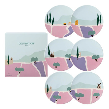 Coffret 6 assiettes à dessert DEGRENNE Destination sud 23cm