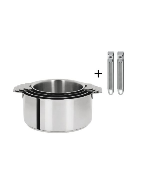 Batterie Cristel Mutine 4 casseroles + 2 poignées amovibles Zenith