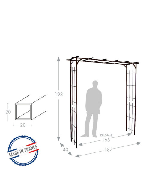 Pergola LOUIS MOULIN Grand modèle en acier fer vieilli