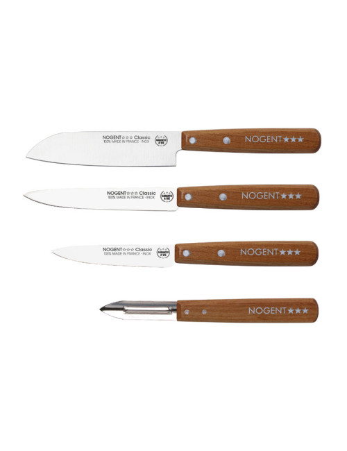 Coffret Chefs Cuisine NOGENT Cerisier 4 pièces couteaux